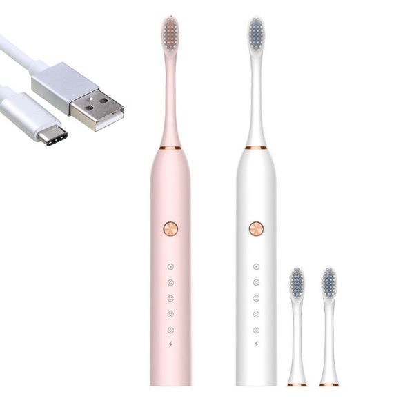 

sonic electric toothbrush usb charging vibration soft fur replaceable toothbrush head couple gg225