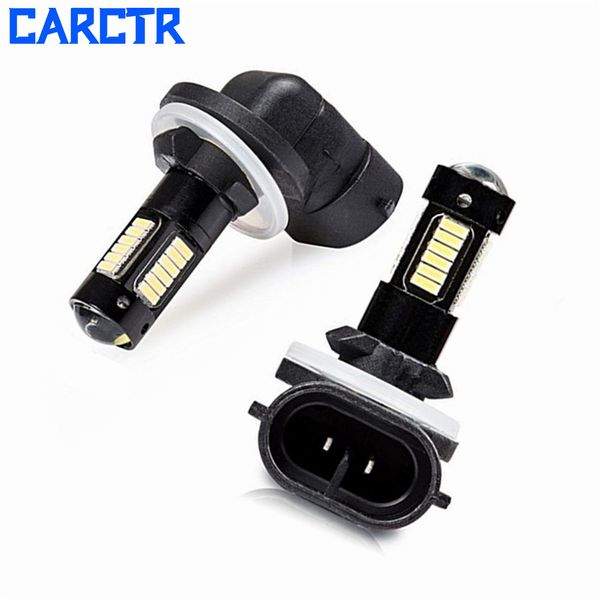 

carctr led car fog light h27 881 6000k 30smd 4014 leds 12v car led lights bulbs driving daytime running light fog lamps 2 pcs