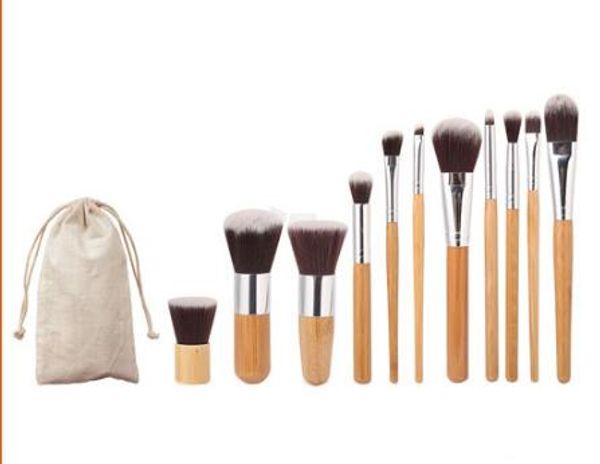 

beauty tools 11pcs makeup brushes set foundation brush set bamboo handle brush