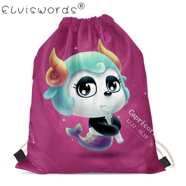 

elviswords twelve constellation cute panda designs drawstring bags blue green pink gift bags for ladies kids girls boys backpack