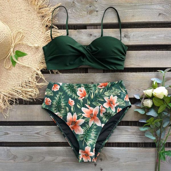 

сексуальное бикини купальники женщины купальники push up бикини set leaf печать женщины высокой талией купальников для купальника xa61y, White;black
