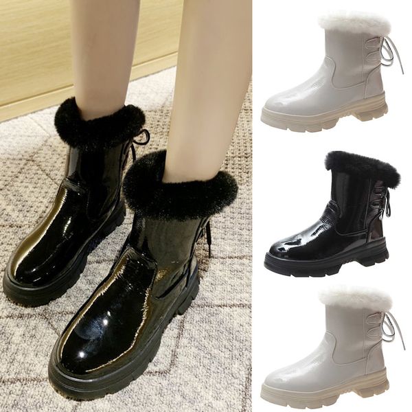 

new fashion women solid lace-up comfortable flat round toe shoes casual boots, Black