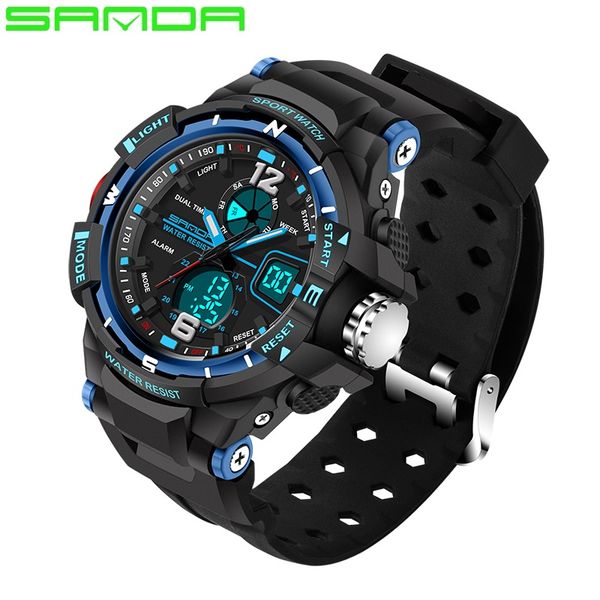 

2018 sanda brand man sport watch men xfcs waterproof led digital watch male watches clock hodinky relogio masculino, Slivery;brown