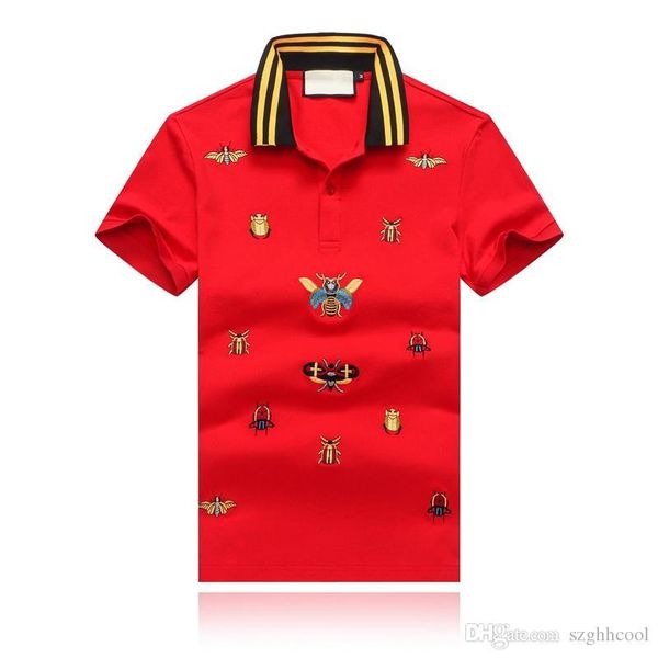 

19ss summer's menswear designer t-shirt caramel beetle embroidered lapel designer polo t-shirt yellow striped collar