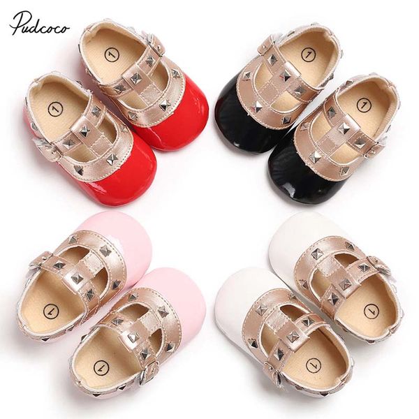 

pudcoco 2018 newborn baby princess crib shoes pu leather anti-slip girl boys bling crib pram shoes bow soft sole prewalker 0-18m