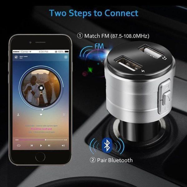 

new bluetooth car usb charger fm transmitter wireless radio adapter mp3 player 3.4a handsauto audio receiver #529