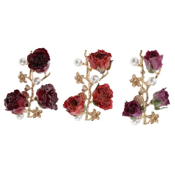 

3pcs flower brooch exquisite breastpin rose corsage for women girl, Gray