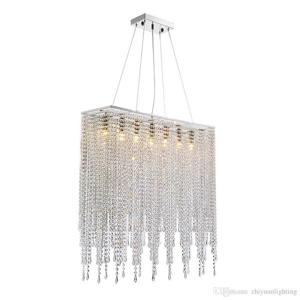 

современные прямоугольные линейные люстры raindrop island светильник для столовая кухня island l31.5 "полированный хром