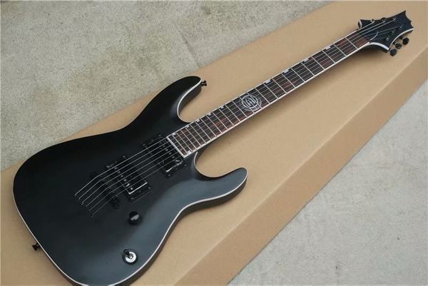 

factory custom black satin body electric guitar with signature,black hardware,rosewood fingerboard,body binding,can be customized