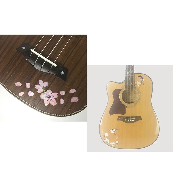 

2pcs inlay decals sticker for guitar bass ukulele - cherry blossom/spring