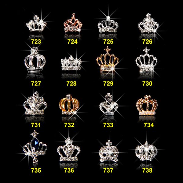 

fashion new charm nail jewelry alloy diamond crown style rhinestone diy nail art supplies art deco design, Silver;gold