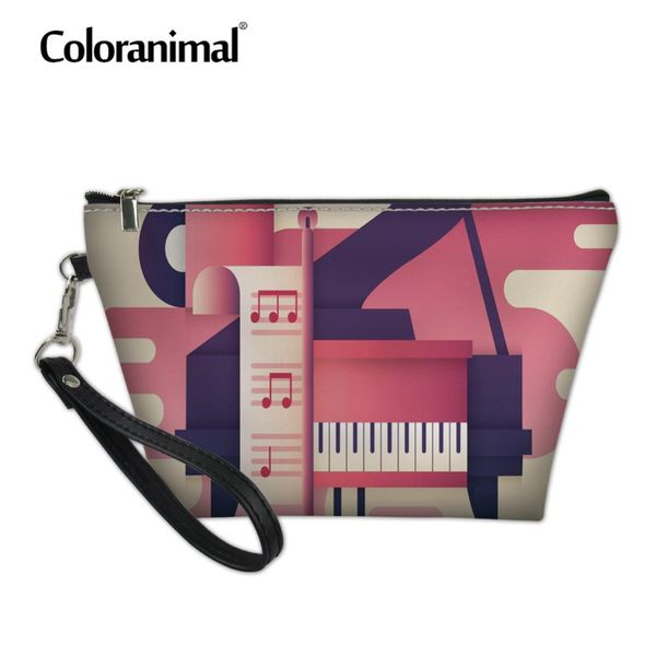 

coloranimal travel organizer makeup case cosmetics bag music notes print drop ship fold bag mini leather women tote toiletry kit