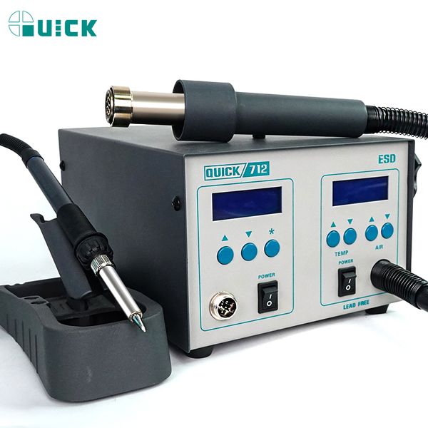 

quick 712 2 in 1 soldering station air gun rework station digital display adjustable soldering iron for pcb repair