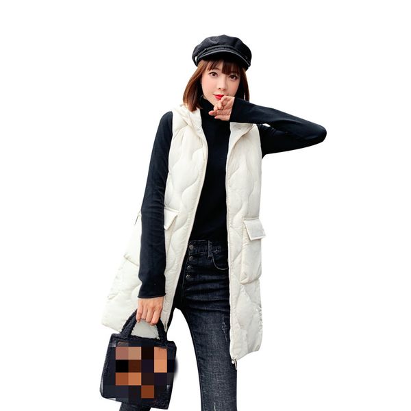 

g1321 new autumn winter 2019 women fashion long paragraph slim hoodie cotton vest coat wholesale, Black;white