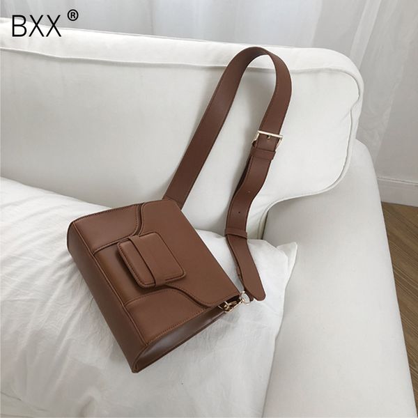 

bxx] women's single shoulder crossbody bag all-match flap 2019 fashion package female pu leather wide straps bag hf524