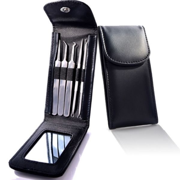 

5 pcs/set practical acne needle set with mirror blackhead whelk remover stainless steel beauty tools m17c