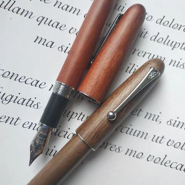 

fountain pens 2021 jinhao wooden pen #6 size f/m wet/architect/fude nib optional