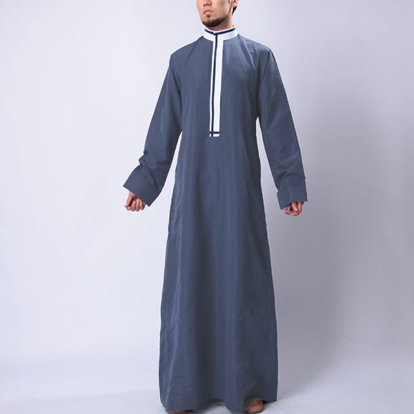 

men long shirts muslim kaftan islamic robes man long sleeve stand collar patchwork thobe dubai saudi arabia vintage robe s-5xl, White;black
