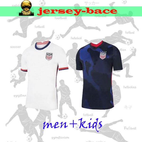 

new 2020 america soccer jersey usa lloyd home away lavelle rapinoe krieger morgan pulisic kids men football shirt, Black;yellow