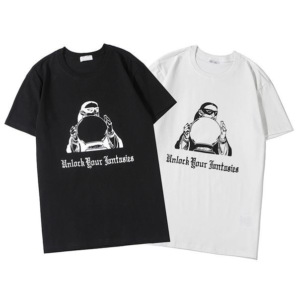 

2020 mens designer t shirt summer casual mens loose tees letters print round neck short sleeves cotton blend luxury womens t-shirt hot, White;black