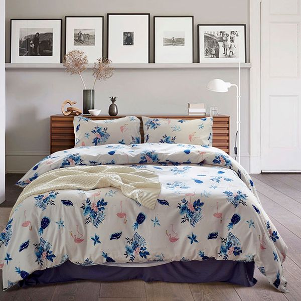 2019 Lucky Home King Size Pink Floral Flamingo Duvet Cover Cotton