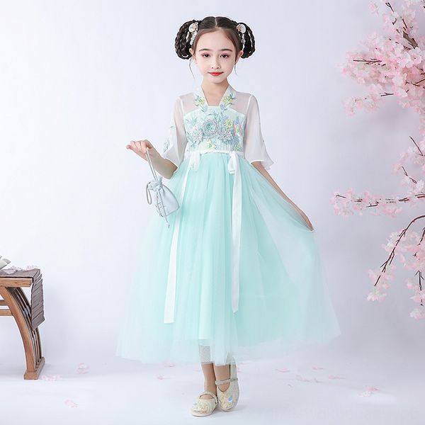 

chinese girl's theme costume ethnic clothing tang suit han suit national qipao new children's dress chiffon dress in 2020 summer, Red
