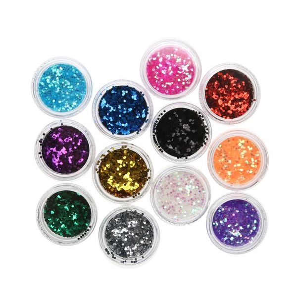 

12 color nail mermaid glitter flakes sparkly 3d colorful sequins spangles polish manicure nails art decorations, Silver;gold