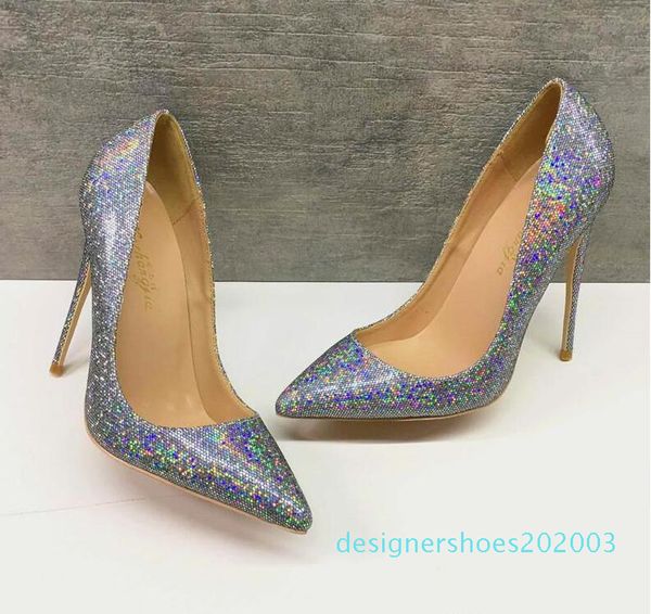 

2019 fashion women girls silver sequined glitter poined toes high heels shoes stiletto heel shoes pumps 12cm 8cm d03, Black