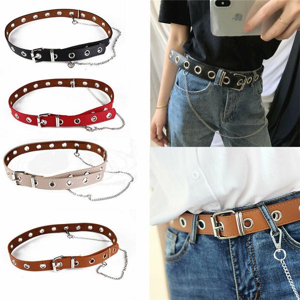 

2019 New Fashion Women Girls Artificial Leather Metal Buckle Jeans Waist Belt