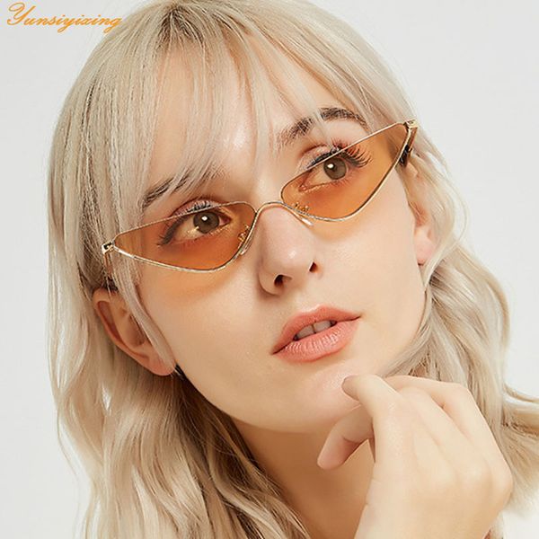 

yunsiyixinh 2018 new retro brand cat eye sunglasses women metal triangle vintage cat eye sun glasses female sunglases ys027, White;black
