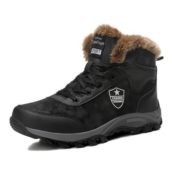 

2019 new men boots winter outdoor sneakers mens snow boots waterproof warm plush snow ankle, Black