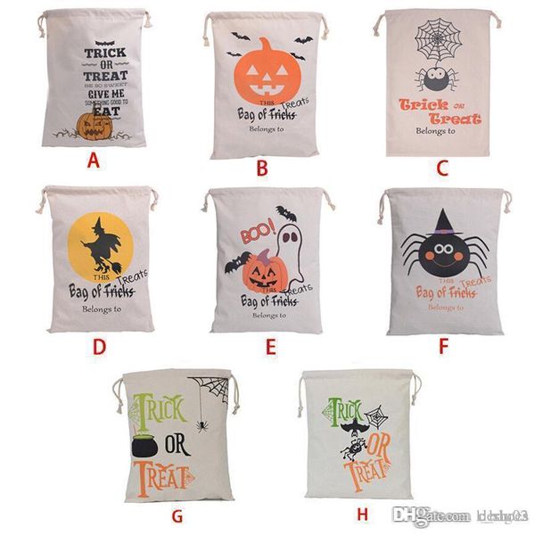 

4 halloween pumpkin bags hallowmas sacks gift bags drawstring candy bag tricks or treat printed halloween party favor organizer 8 designs