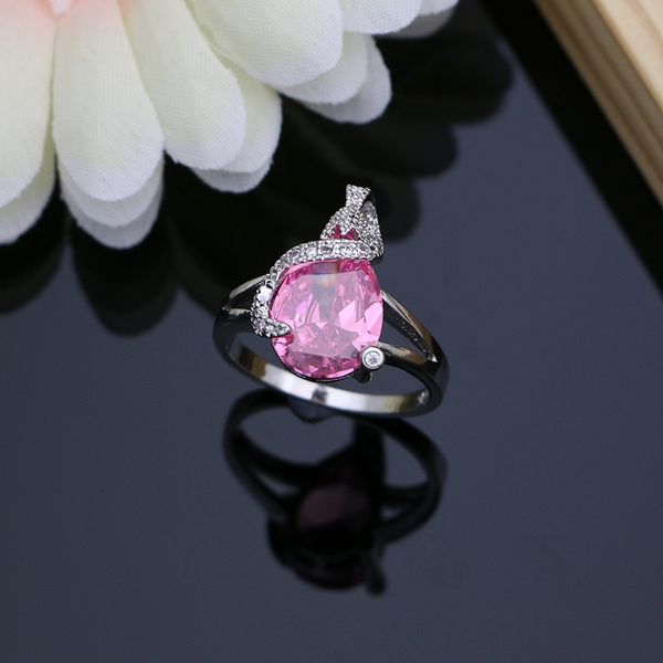 

romantic gift 925 sterling silver jewelry sets pink cubic zirconia earrings bracelet fashion bridal wedding set dropshipping