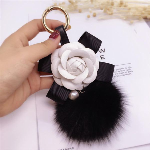 

творческий лук camellia key chain bag подвеска дамы fox fur ball брелок мода шарм подвеска роскошный брелок keyrings, Slivery;golden