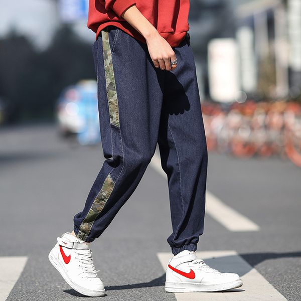 

men's jeans camouflage blue for men streetwear man 2021 summer classical denim joggers male trousers fashions cargo pant casual