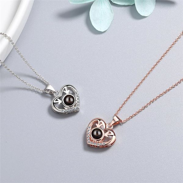 

sole memory 100 languages i love you projection heart antler 925 sterling silver clavicle chain female necklace sne477