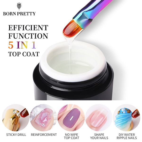 

born pretty 5 in 1 no-wipe coat 5ml reinforcement gel for adhesive nail art rhinestones uv gel professional nails tools, Red;pink