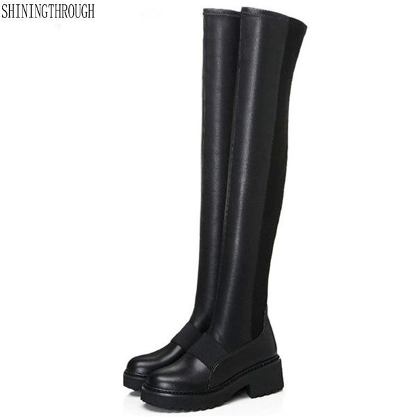 

fashion black women over the knee high boots high heels long warm winter shoes woman tight dancing boots size 42 43