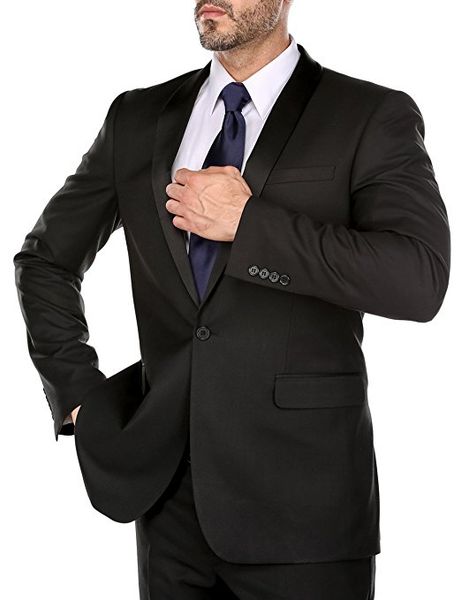 

popular one button groomsmen shawl lapel groom tuxedos men suits wedding/prom man blazer ( jacket+pantst+tie) 914, Black;gray