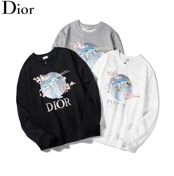 

dinosaur men's spring new hoodie spring solid color men's hoodie sweatshirt loose style fashion tide luxury pullover top, Black