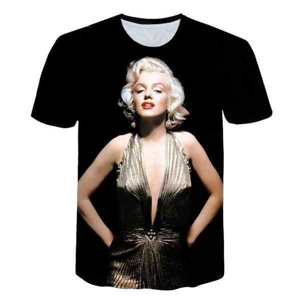 

new fashion goddess marilyn monroe t shirt men women 3d printing t-shirts short sleeve hip hop summer streetwear tee, White;black