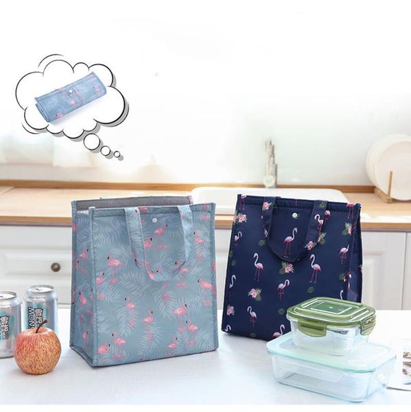 

функциональный шаблон cooler lunch box портативный изолированный canvas обед сумка для пикника детский cooler box bag tote сумки 1 шт, Blue;pink