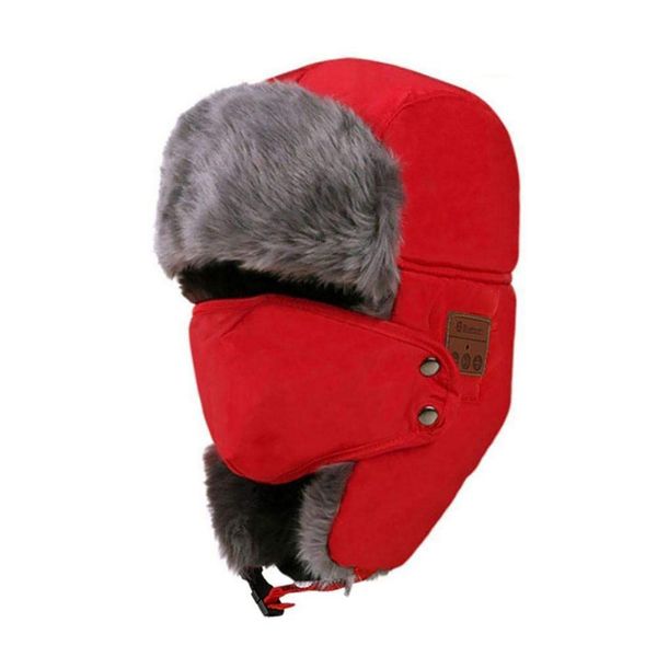 

snow hat earflaps fur caps bluetooth warm snow cap, Black;white