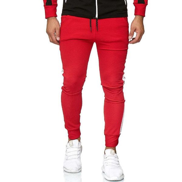 

2019 mens slim sweatpants side striped patchwork casual retro trousers man pants, Black
