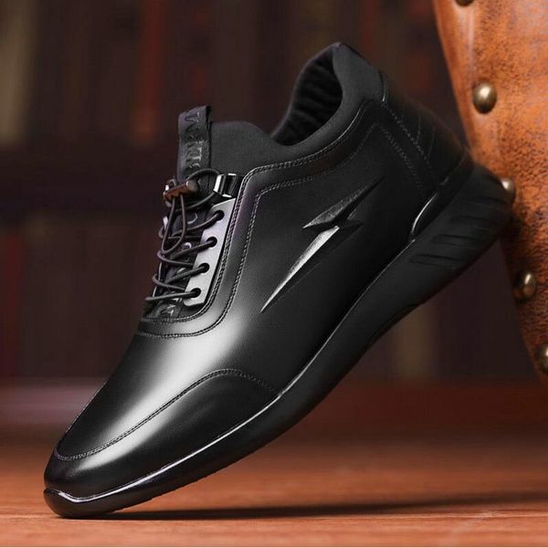 

men leather walking moccasins flats shoes men sneaker shoes fashion casual lace up a52-09, Black