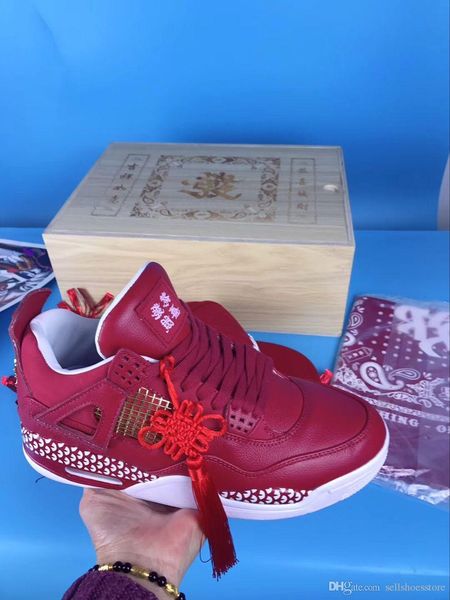 

mens basketball shoes 4s iv china red color breathable sneakers for men with box