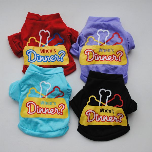 

spring autumn polyester cotton vest puppy pet dog shirts clothes with short sleeve bones print dog t-shirt vest costume