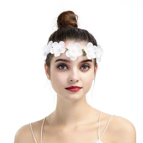 Dolce fascia elastica per capelli Corona di fiori da sposa Corona Boho Ghirlanda per damigella d'onore Bianco Elastique Cheveux Accessori per capelli sposa