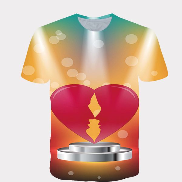 

new kissing and heartbreak 3d t shirts for men summer 3d print casual trend t shirt tee custom t-shirt s~6xl, White;black