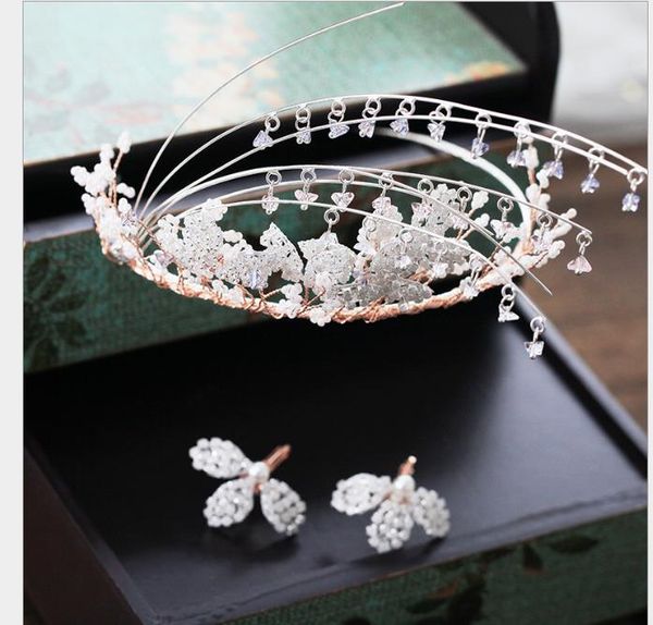 

beads of pearls are crown hair hoops, wedding hair ornaments, earrings, suits, wedding dresses and accessories, Slivery;golden